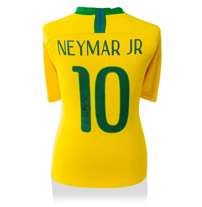 Neymar Jr Back Signed Brazil 2018 Shirt With Fan Style Numbers: 2014 Style