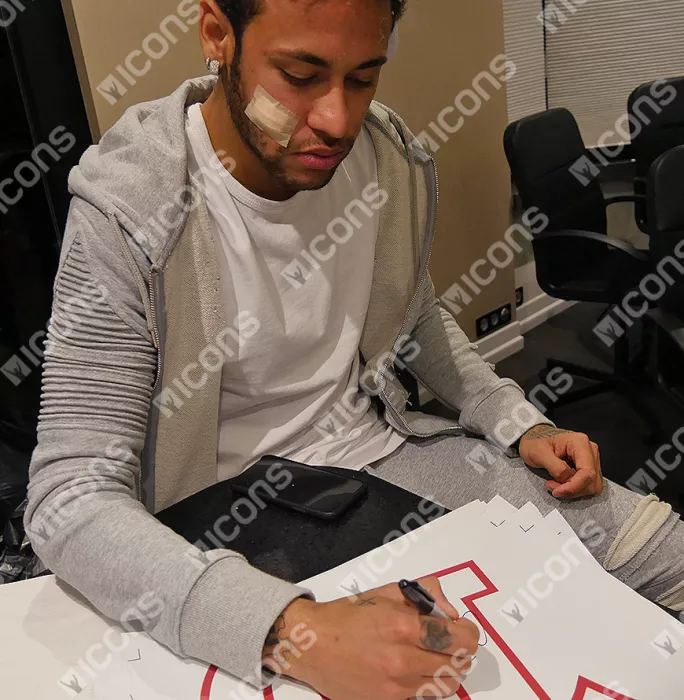Neymar Jr Back Signed Paris Saint-Germain 2017-18 Home Shirt With Fan Style Numbers