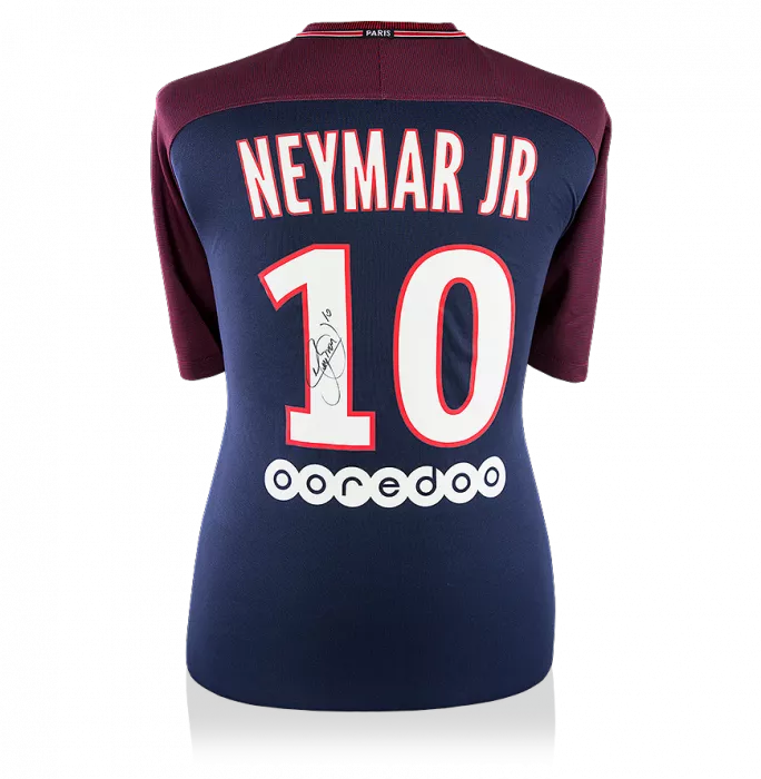 Neymar Jr Back Signed Paris Saint-Germain 2017-18 Home Shirt With Fan Style Numbers