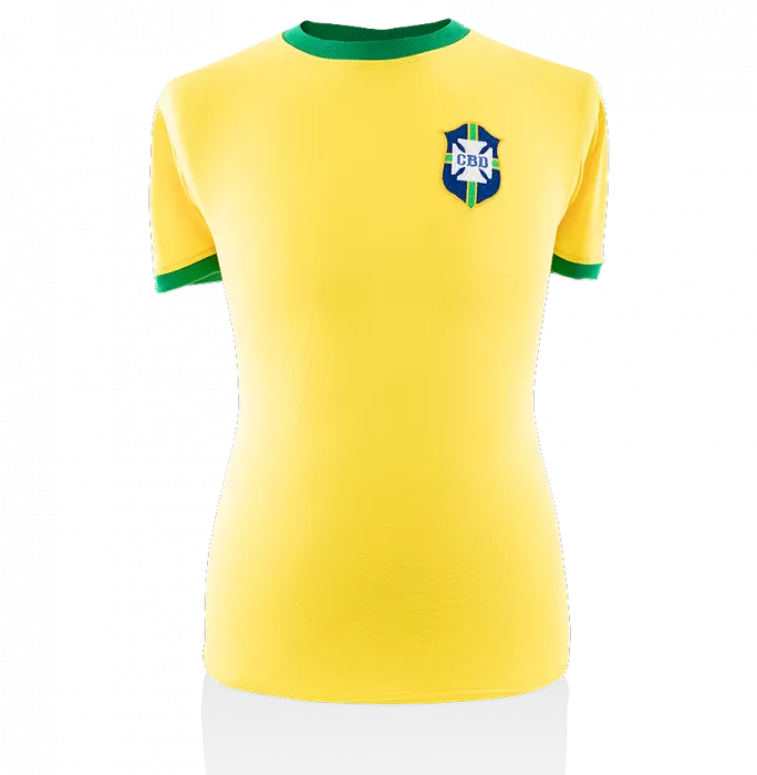 Neymar Jr Back Signed Retro Brazil Shirt With Fan Style Numbers