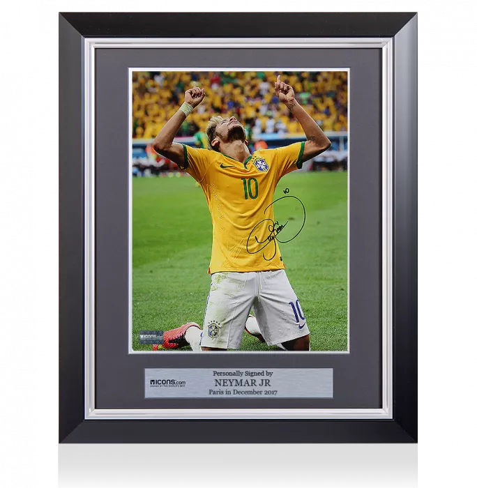 Neymar Jr Signed And Framed Brazil Photo: 2014 FIFA World Cup Celebration