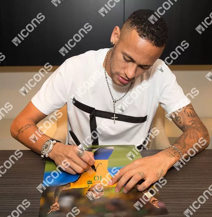 Neymar Jr Signed And Framed Brazil Photo: 2016 Olympic Champion