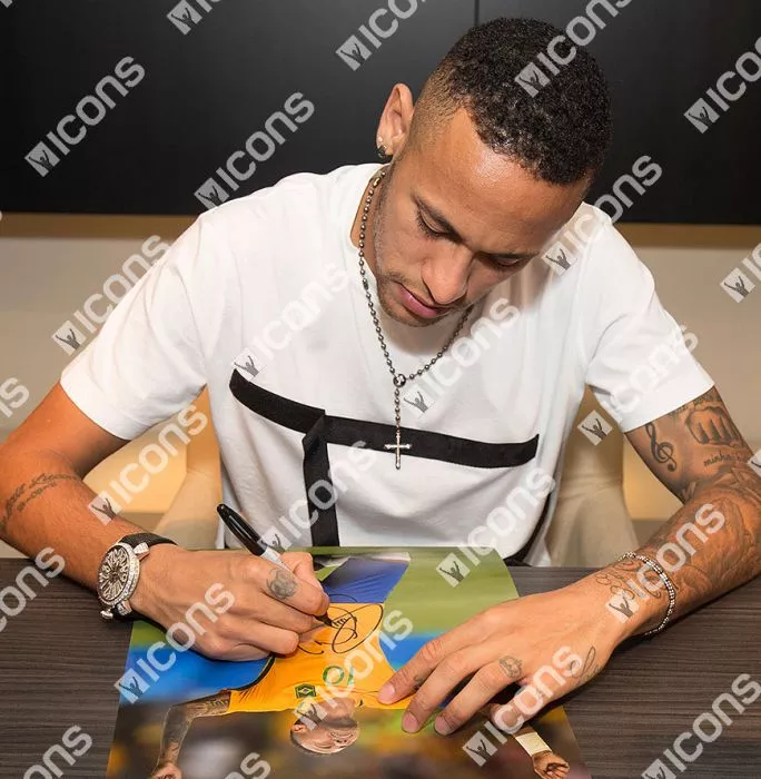 Neymar Jr Signed And Framed Brazil Photo: 2016 Olympic Champion