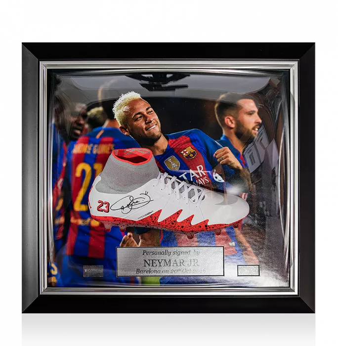Neymar Jr Signed and Framed Nike Hypervenom Phantom II NJR x Jordan FG Boot