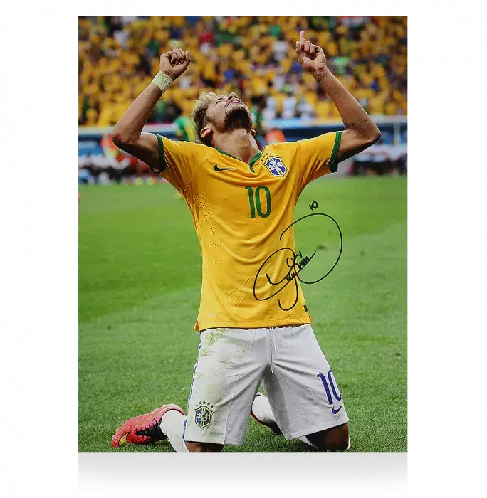 Neymar Jr Signed Brazil Photo: 2014 FIFA World Cup Celebration