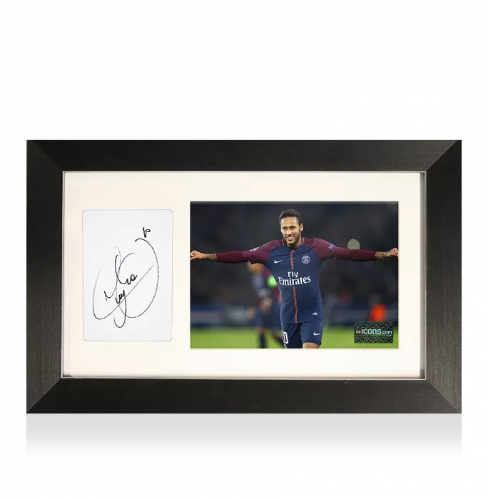 Neymar Jr Signed Card and Paris Saint-Germain Photo Frame: Option 1
