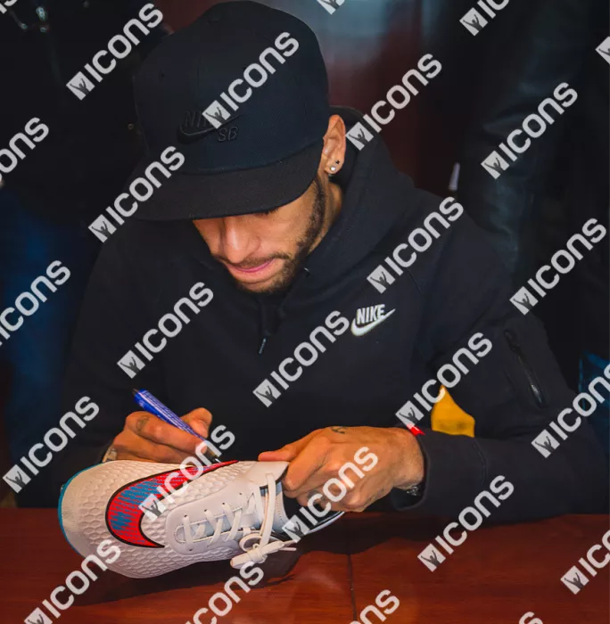 Neymar Jr Signed White Nike Hypervenom Boot In Bubble Frame: Option 1