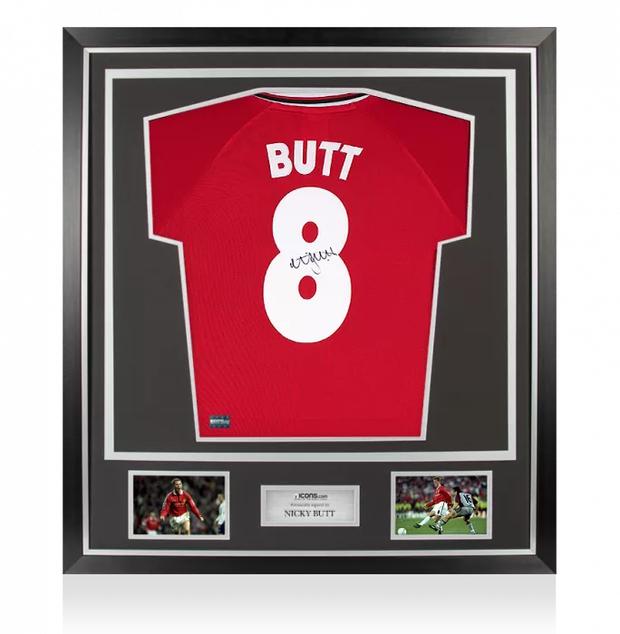 Nicky Butt Back Signed Manchester United 1999 Home Shirt In Classic Frame