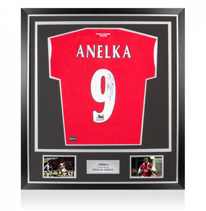 Nicolas Anelka Back Signed Retro Arsenal Home Shirt In Classic Frame