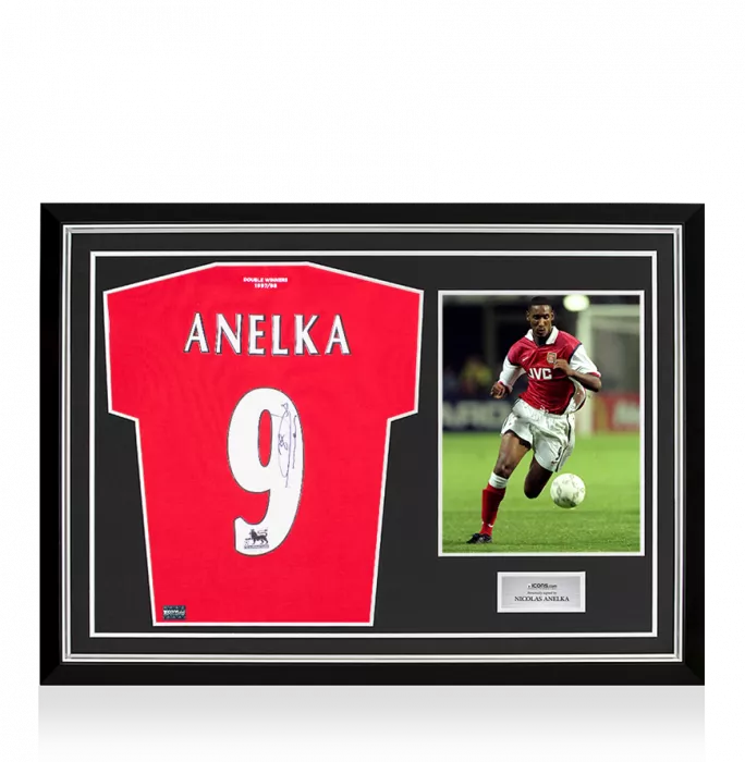 Nicolas Anelka Back Signed Retro Arsenal Home Shirt In Hero Frame: Option 1