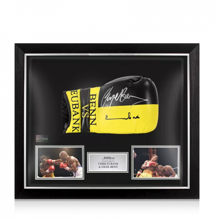 Nigel Benn & Chris Eubank Dual Signed Boxing Glove In Bubble Frame: Option 1