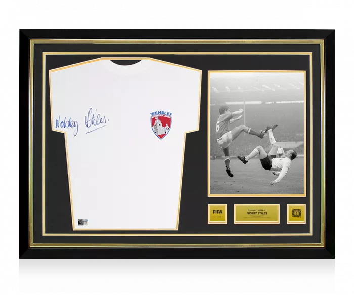Nobby Stiles Official 1966 FIFA World Cup™ Front Signed And Hero Framed Wembley Legends Shirt