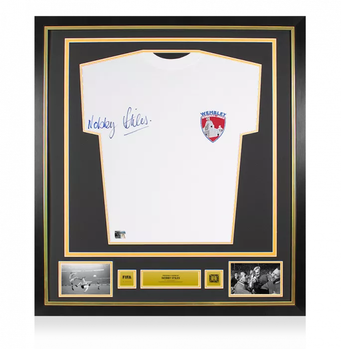 Nobby Stiles Official 1966 FIFA World Cup™ Front Signed And Framed Wembley Legends Shirt