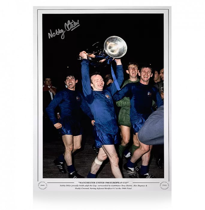 Nobby Stiles Signed Manchester United Photo: 1968 European Cup Winner