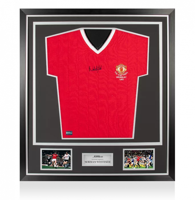 Norman Whiteside Front Signed Manchester United Home Shirt In Classic Frame: 1983 FA Cup Final Special Edition