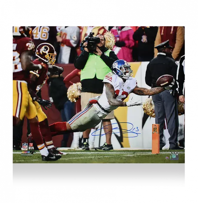 Odell Beckham Jr Signed New York Giants Photo: One-Handed Touchdown Catch Vs Washington