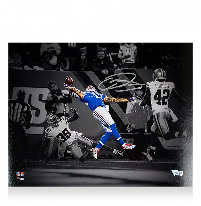 Odell Beckham Jr. Signed New York Giants Spolight Photo: "The Catch" Vs Dallas Cowboys