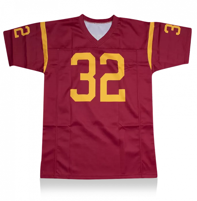 OJ Simpson Back Signed Red And Yellow American Football Jersey: "Heisman '68" Edition