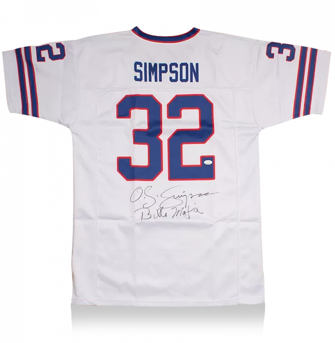 OJ Simpson Back Signed White And Blue American Football Jersey: "Bills Mafia" Edition