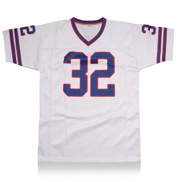 OJ Simpson Back Signed White And Blue American Football Jersey: "The Juice Is Loose" Edition
