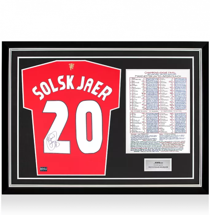 Ole Gunnar Solskjaer Back Signed Manchester United 2021-22 Home Shirt In Commentary Chart Frame
