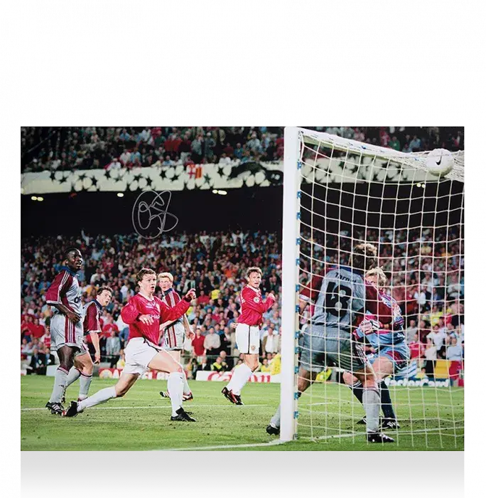 Ole Gunnar Solskjaer Signed Manchester United Photo: 1999 UEFA Champions League Final Goal