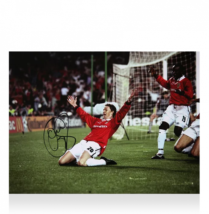 Ole Gunnar Solskjaer Signed Manchester United Photo: 1999 UEFA Champions League Final Goal