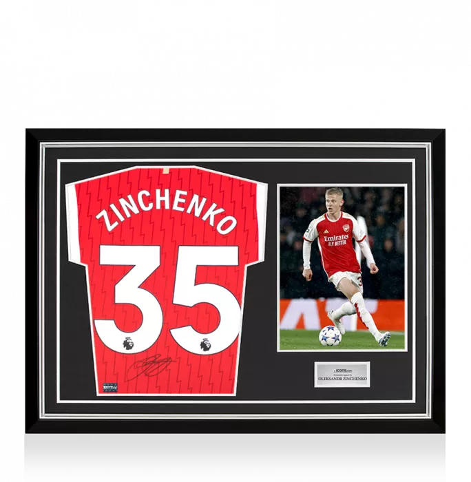 Oleksandr Zinchenko Back Signed Arsenal 2023-24 Home Shirt In Hero Frame: Option 1