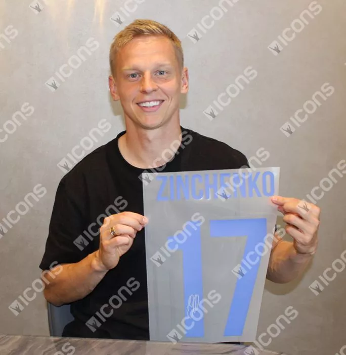 Oleksandr Zinchenko Back Signed Game4Ukraine Shirt In Hero Frame: Option 1