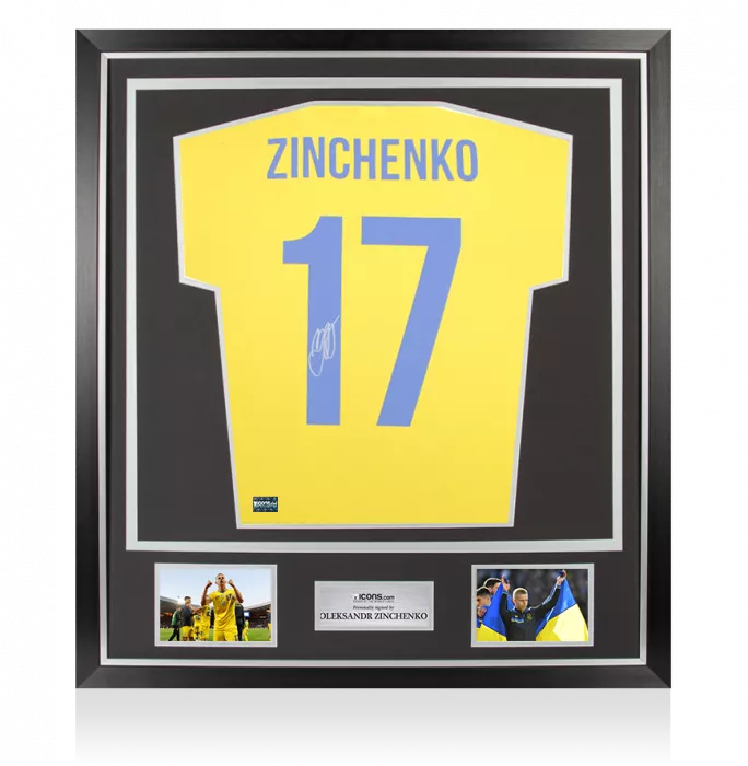 Oleksandr Zinchenko Back Signed Game4Ukraine Shirt In Classic Frame