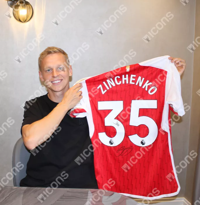 Oleksandr Zinchenko Official UEFA Champions League Back Signed And Framed Arsenal 2023-24 Home Shirt