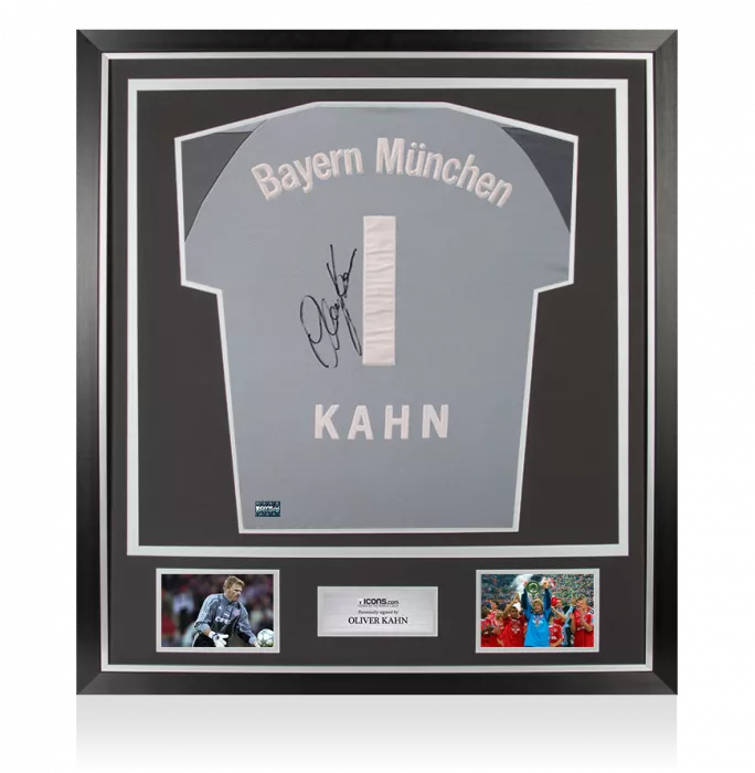 Oliver Kahn Back Signed FC Bayern Munich 2001-02 Goalkeeper Shirt In Classic Frame