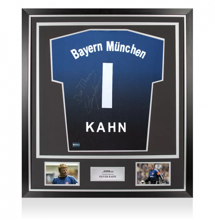 Oliver Kahn Back Signed FC Bayern Munich 2002-03 Goalkeeper Shirt - Der Titan Inscription In Classic Frame