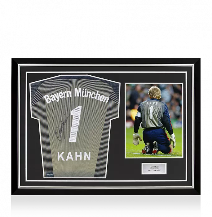 Oliver Kahn Back Signed FC Bayern Munich 2003-04 Goalkeeper Shirt In Hero Frame: Option 1