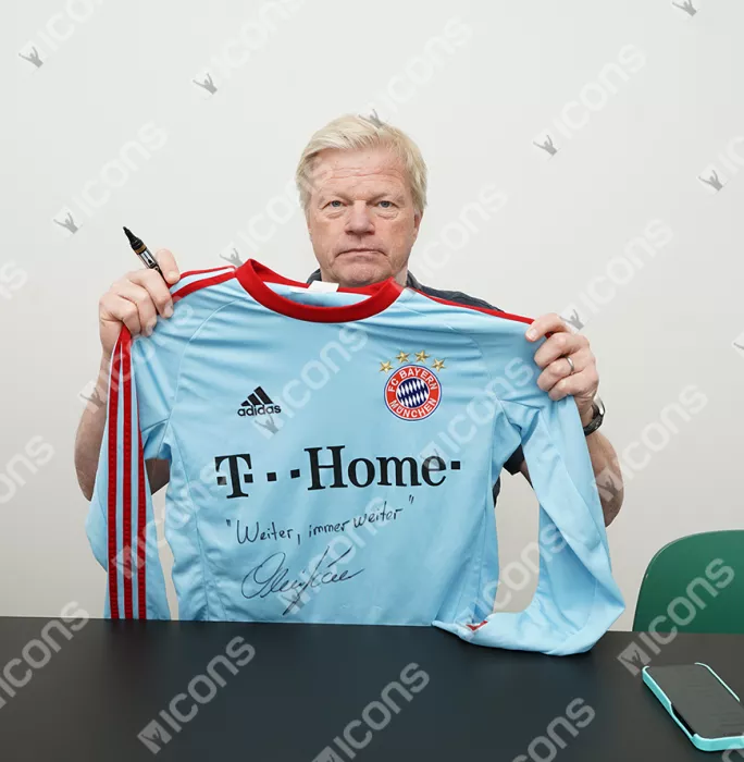 Oliver Kahn Back Signed FC Bayern Munich 2008 Goalkeeper Shirt - Weiter Immer Weiter Inscription In Hero Frame: Option 1