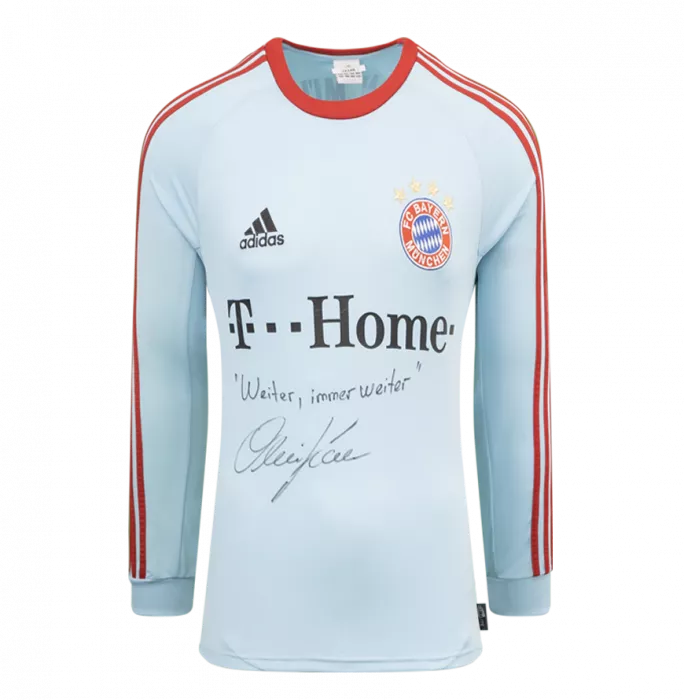 Oliver Kahn Back Signed FC Bayern Munich 2008 Goalkeeper Shirt - Weiter Immer Weiter Inscription In Classic Frame