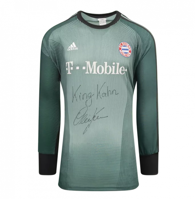Oliver Kahn Front Signed FC Bayern Munich 2003-04 Goalkeeper Shirt - King Kahn Inscription In Hero Frame: Option 1