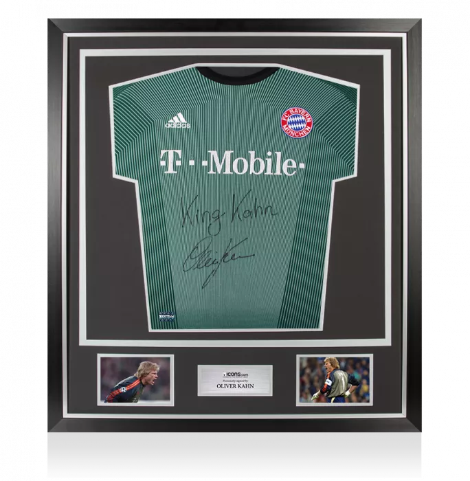 Oliver Kahn Front Signed FC Bayern Munich 2003-04 Goalkeeper Shirt - King Kahn Inscription In Classic Frame