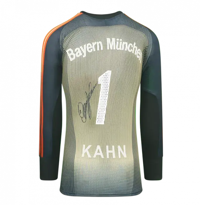 Oliver Kahn Official UEFA Champions League Back Signed And Framed FC Bayern Munich 2003-04 Goalkeeper Shirt