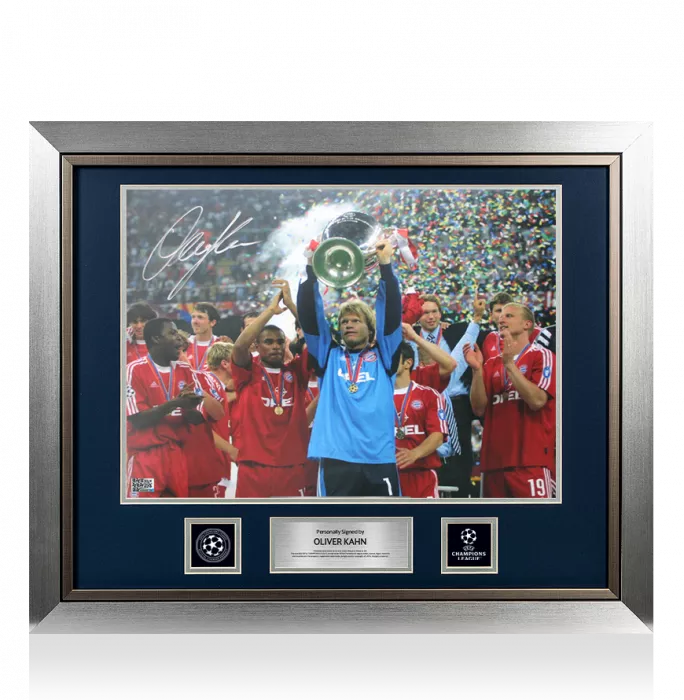 Oliver Kahn Official UEFA Champions League Signed and Framed FC Bayern Munich Photo: UEFA Champions League Winner