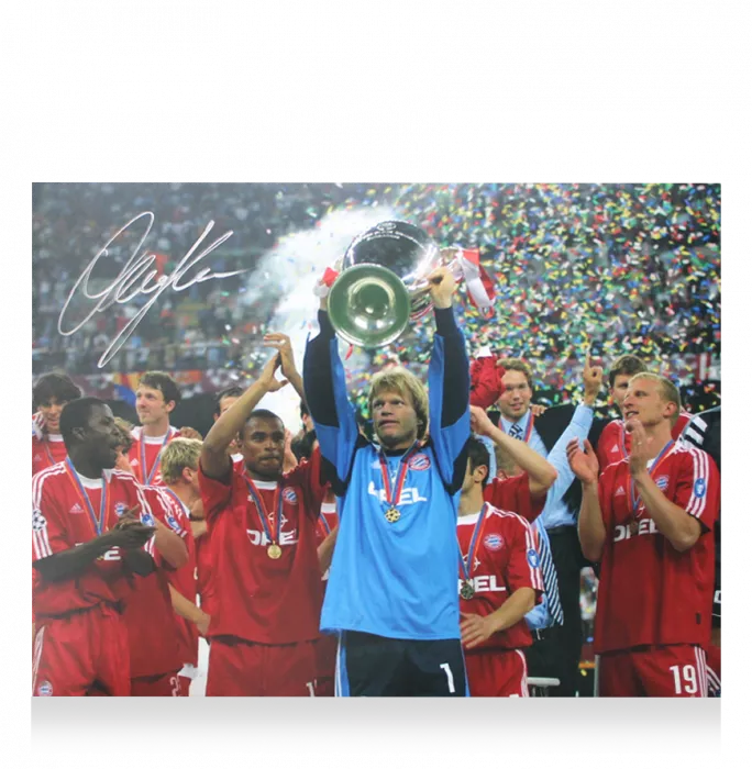 Oliver Kahn Signed FC Bayern Munich Photo In Black Wooden Frame: UEFA Champions League Winner