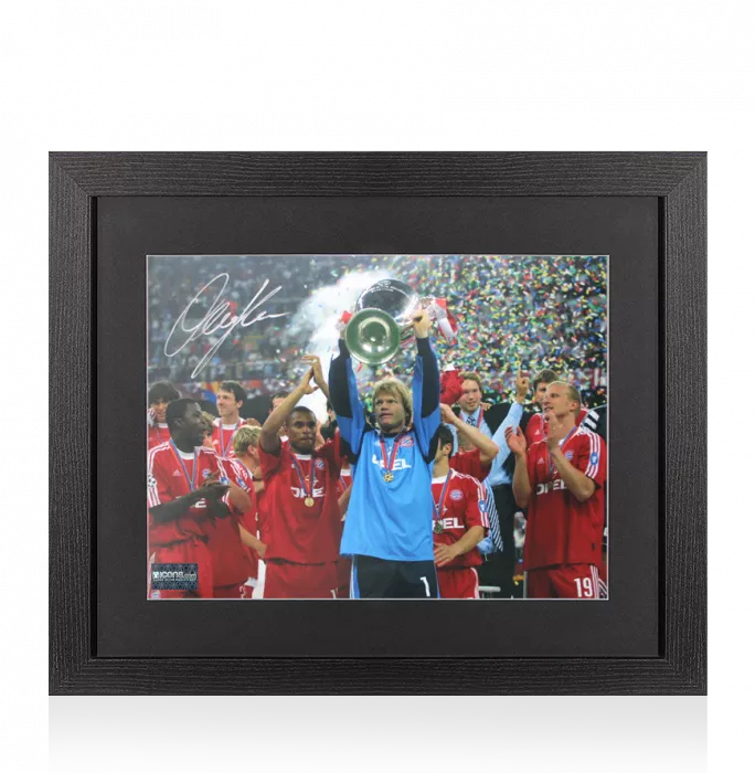 Oliver Kahn Signed FC Bayern Munich Photo In Black Wooden Frame: UEFA Champions League Winner