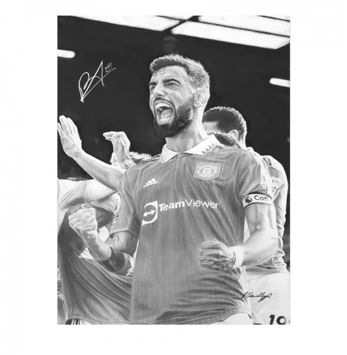 Original Bruno Fernandes Signed And Premium Framed Tribute Artwork