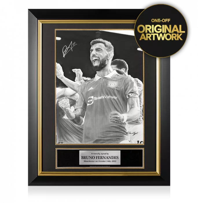 Original Bruno Fernandes Signed And Premium Framed Tribute Artwork
