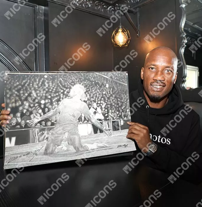 Original Didier Drogba Signed And Premium Framed Tribute Artwork: Chelsea Legend