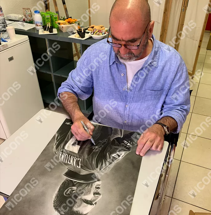 Original Eric Cantona Signed And Premium Framed Tribute Artwork: Manchester United Legend