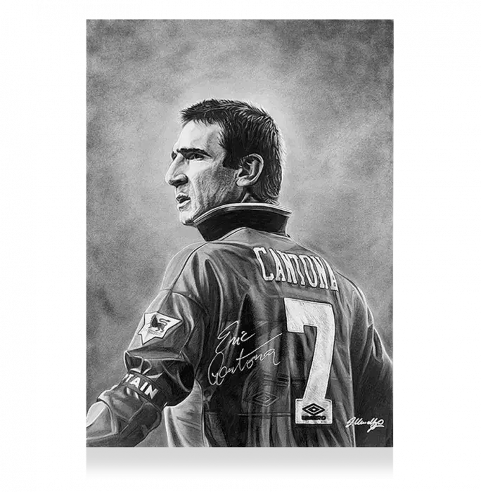 Original Eric Cantona Signed And Premium Framed Tribute Artwork: Manchester United Legend