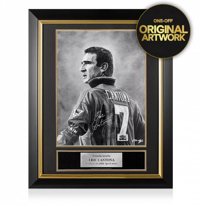 Original Eric Cantona Signed And Premium Framed Tribute Artwork: Manchester United Legend