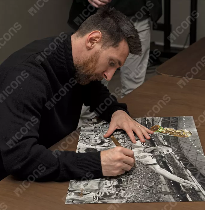 Original Lionel Messi Official Signed And Premium Framed Tribute Artwork: 2022 FIFA World Cup Winner