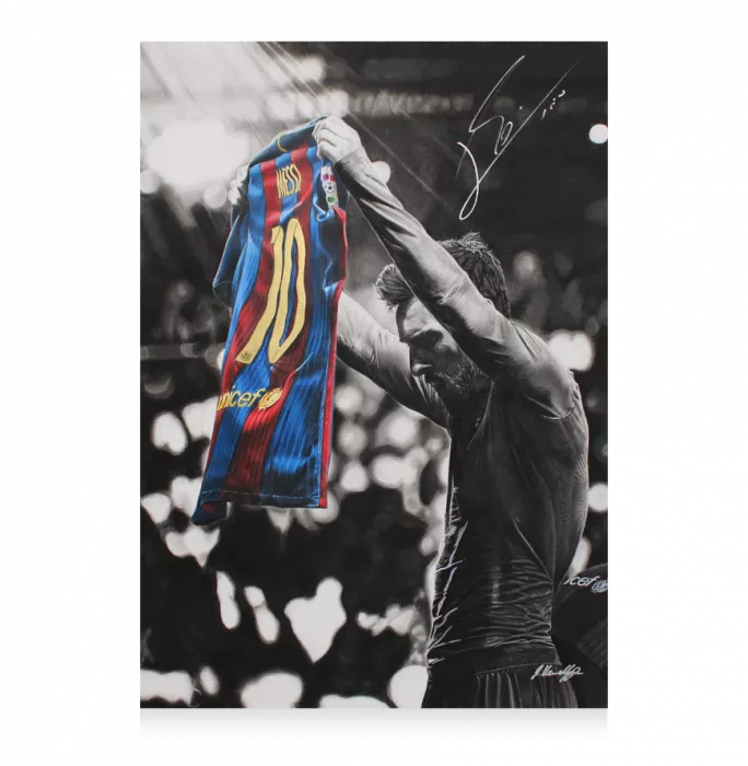 Original Lionel Messi Official Signed Tribute Artwork: FC Barcelona Legend
